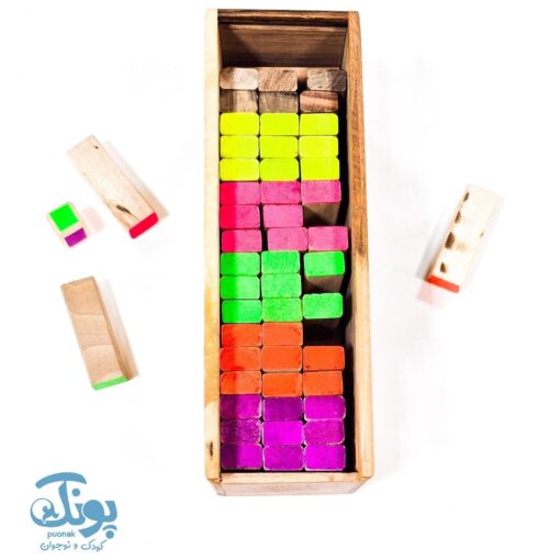 بازی فکری جنگا رنگی ۵۴ قطعه چوبی بلوطک