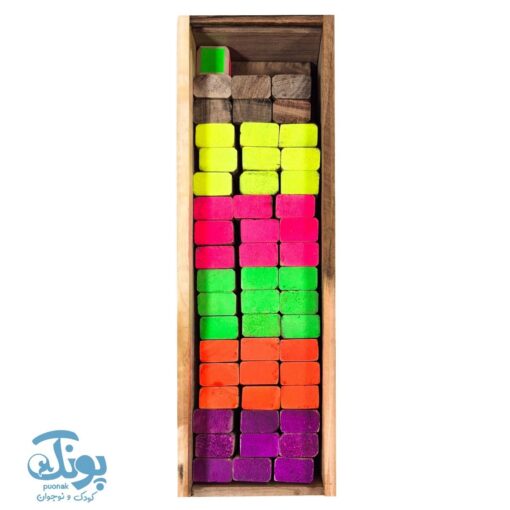 بازی فکری جنگا رنگی ۵۴ قطعه چوبی بلوطک