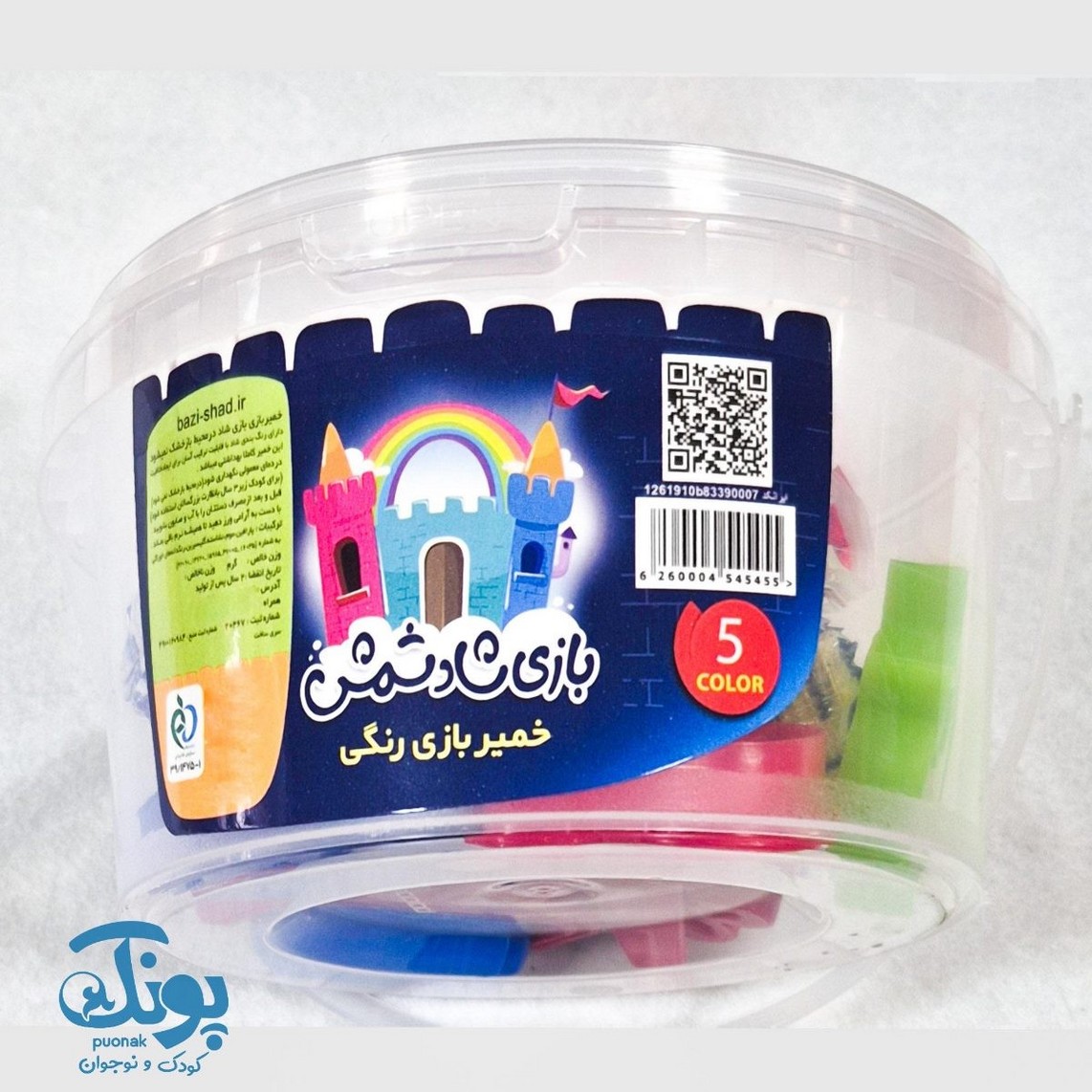 خمیر بازی ۵ رنگ سطلی بازی شاد شمش