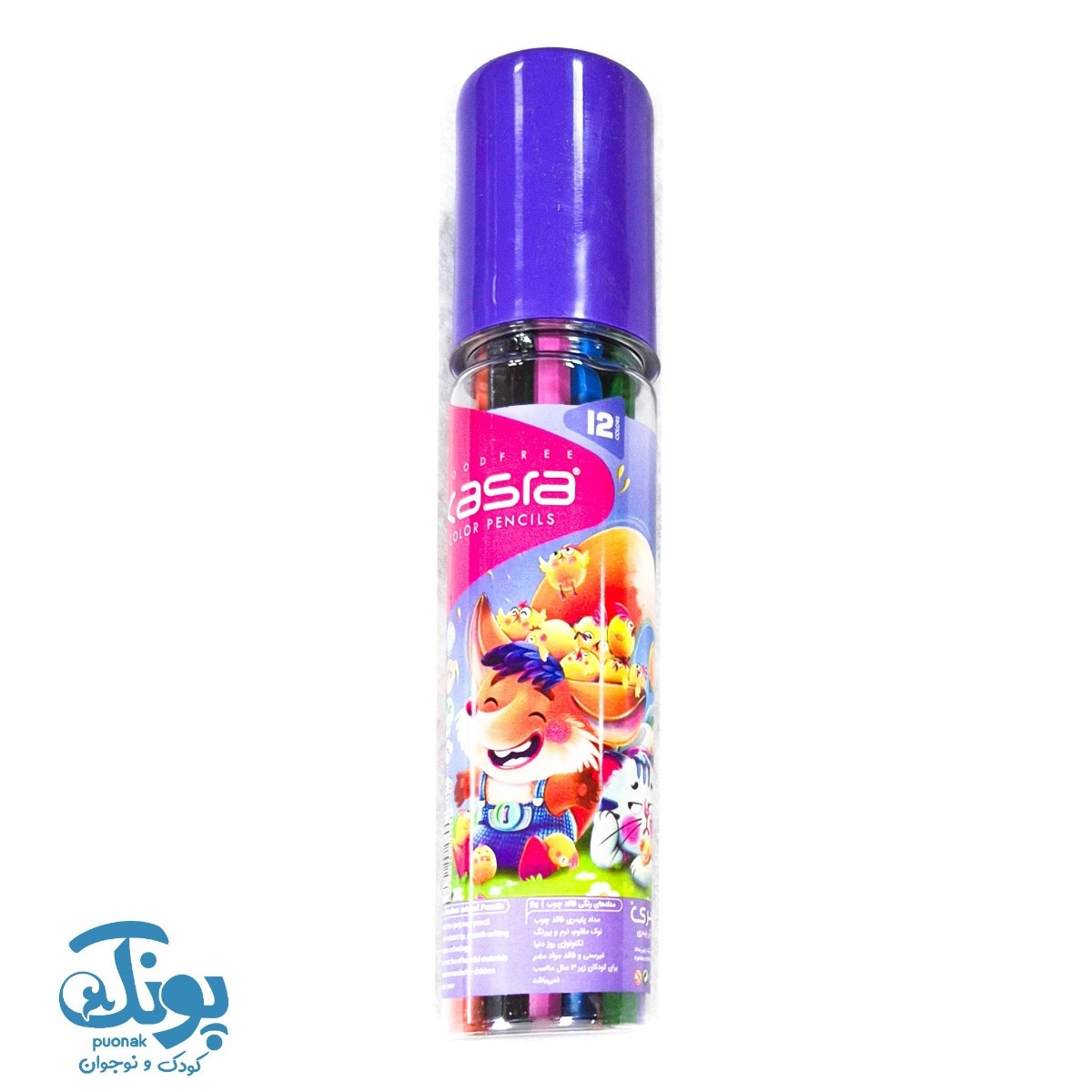 مداد رنگی ۱۲ رنگ قوطی استوانه کسری