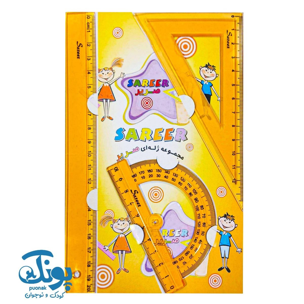 ست گونیا نقاله خط کش صریر ۳ تکه