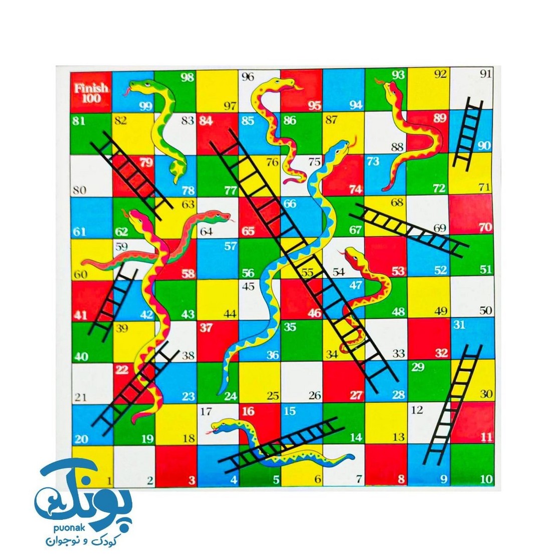 بازی منچ و مارپله مقوایی شایان