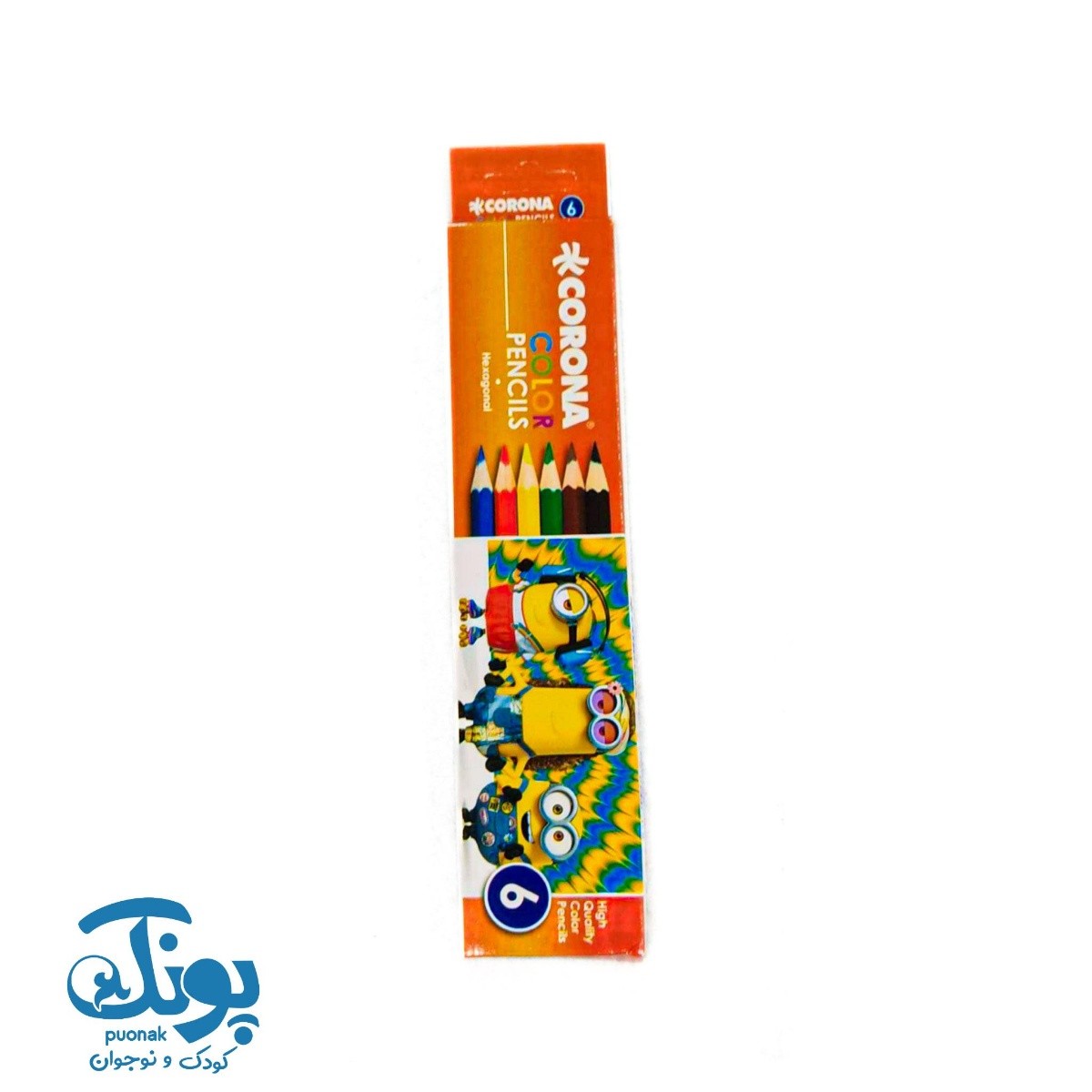 مداد رنگی ۶ رنگ مقوایی کرونا