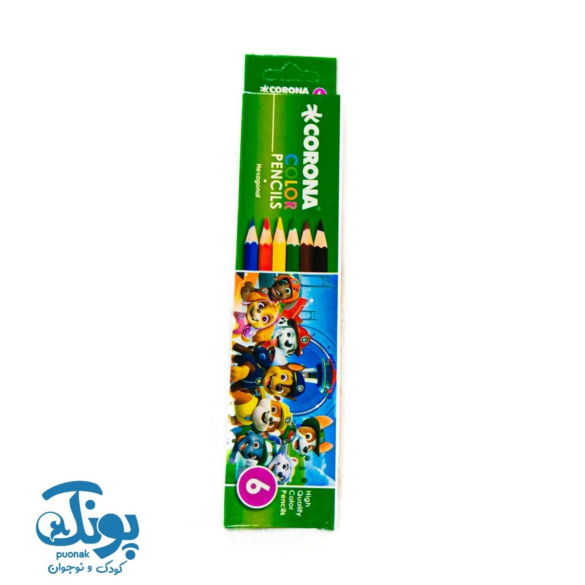 مداد رنگی ۶ رنگ مقوایی کرونا