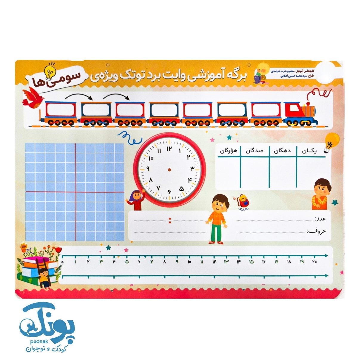 تخته کار ریاضی وایت‌ بردی سوم دبستان توتک